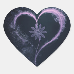 Purple Mist Heart: A Conceptual Floral Design Heart Sticker