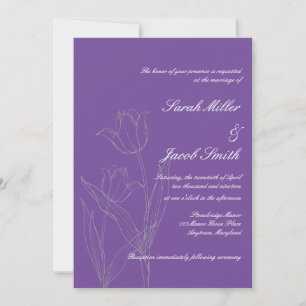 Purple Mist   Minimalist Tulip Wedding Invitation