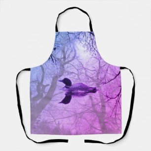  Purple Mist trees black and white loon on a lake  Apron