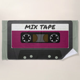 Purple Mix Tape - 80s And 90s Retro Inspired Gift Beach Towel