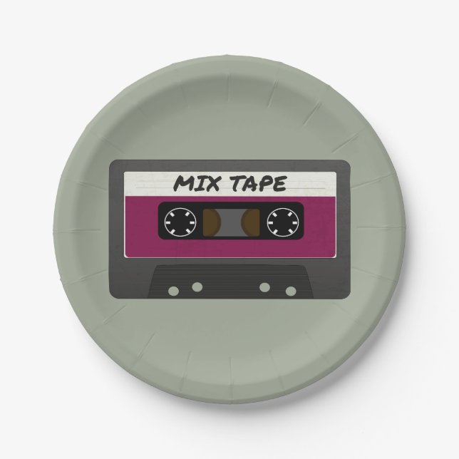 Purple Mix Tape - 80s And 90s Retro Inspired Gift Paper Plate (Front)
