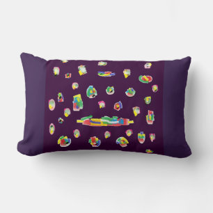 purple mixed colours patterned quality designed lumbar cushion