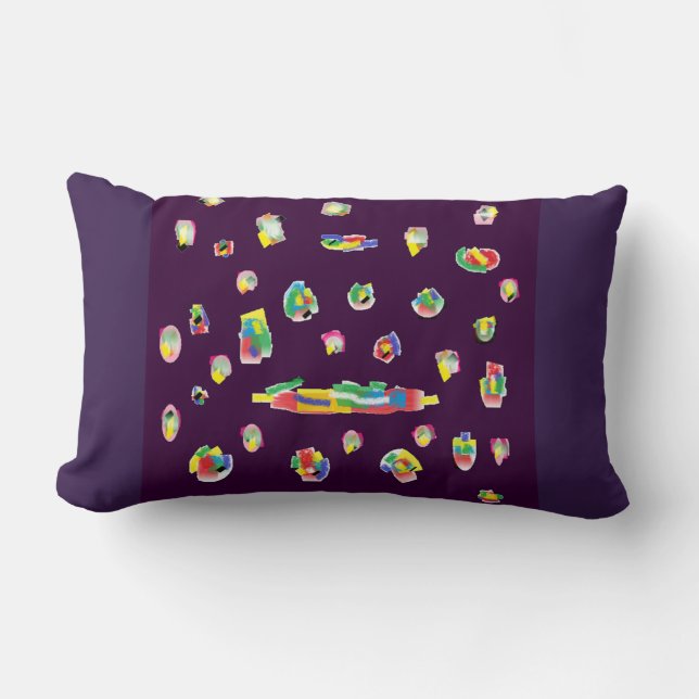 purple mixed colours patterned quality designed lumbar cushion (Front)