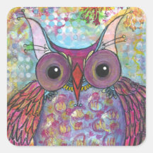Purple Mixed Media Owl