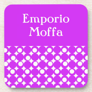 Purple Mod Ball Design @ Emporio Moffa with text Coaster