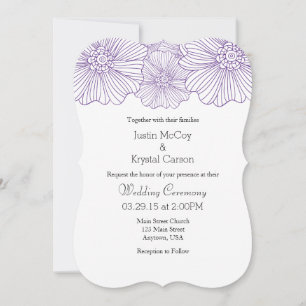 Purple Mod Flower Outlines Wedding Invitations