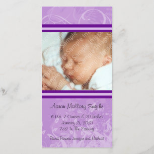 Purple Mod Style New Baby Photo Card