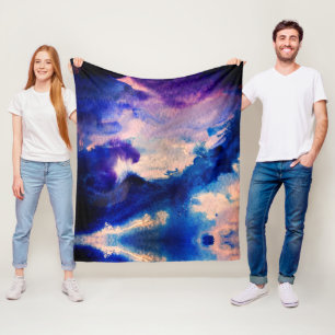 Purple Modern Abstract Painting Fleece Blanket