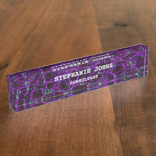 Purple Modern Art Abstract Monogram Name Template Nameplate