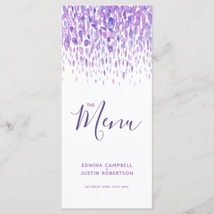 Purple modern art watercolor dab wedding menu