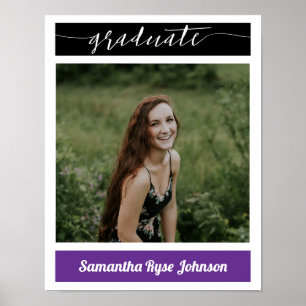 Purple Modern Block Photo Graduation Poster