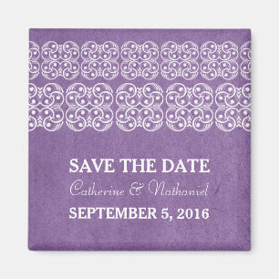Purple Modern Bohemian Save the Date Magnet