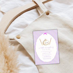 Purple Modern Bow Girl Asian Dumpling Baby Shower Invitation