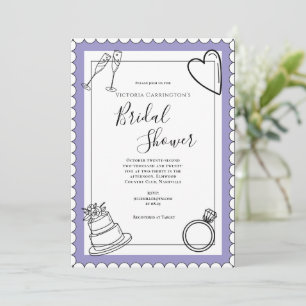 Purple Modern Bridal Shower Invitation