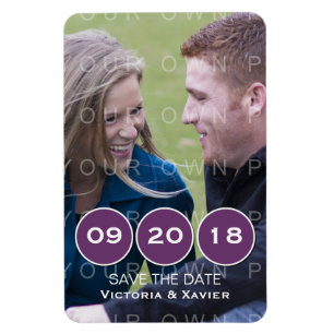 Purple Modern Circles Photo Save the Date Magnet