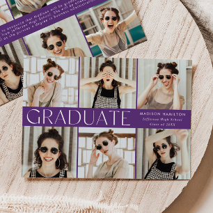 Purple Modern Classic 12 Photo Graduation Announcement