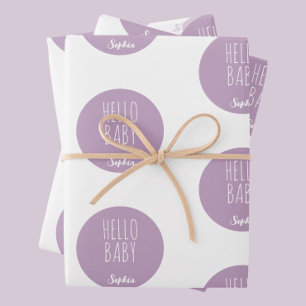 Purple Modern Classic New Baby  Wrapping Paper Sheet