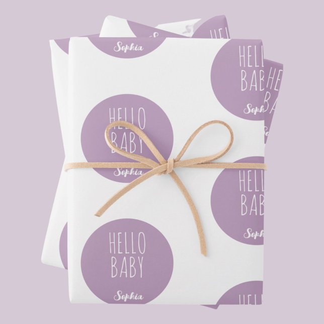 Purple Modern Classic New Baby  Wrapping Paper Sheet (Creator Uploaded)