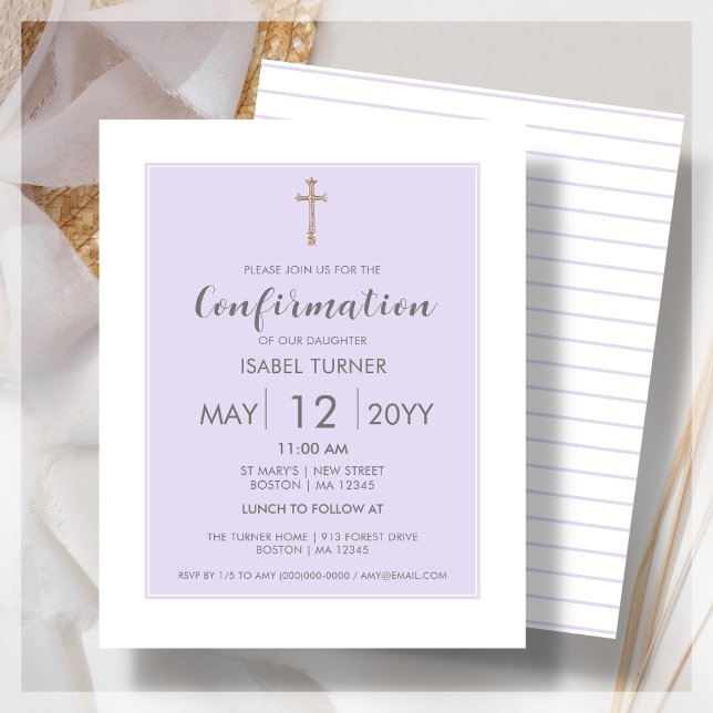 Purple | Modern Confirmation Budget Invitation (Creator Uploaded)