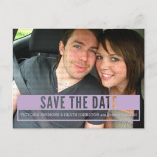 Purple Modern Cut Out Save the Date Postcard