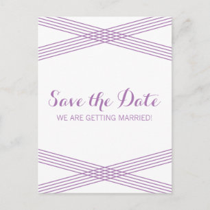 Purple Modern Deco Save the Date Postcard