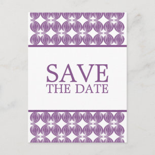 Purple Modern Deco Save the Date Postcard