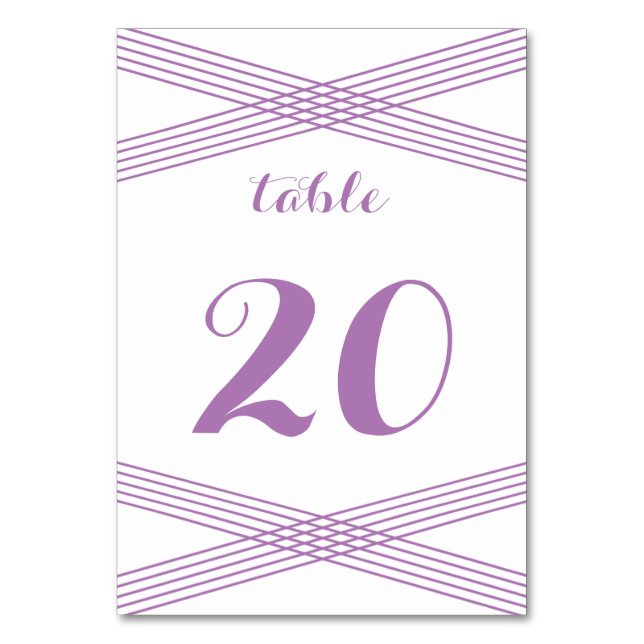 Purple Modern Deco Table Card (Front)