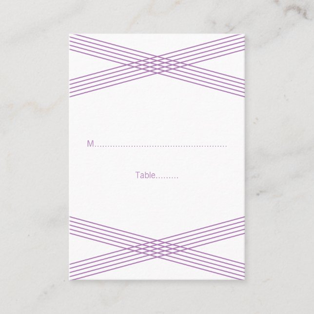 Purple Modern Deco Wedding Place Cards (Front)