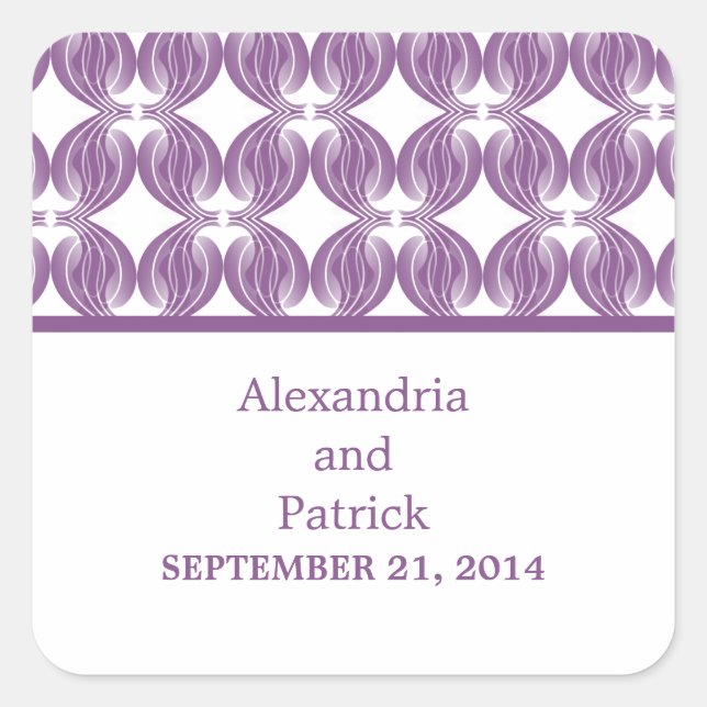 Purple Modern Deco Wedding Stickers (Front)