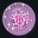 Purple Modern Disco Mirror Ball 16th Birthday Paper Plate<br><div class="desc">Dance the party away with these disco pink aesthetic birthday party products. Evergreen disco mirrorball design for every dancing queen. Disco ball illustration pink aesthetic home decor,  party products and gifts.</div>