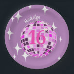Purple Modern Disco Mirror Ball 16th Birthday Paper Plate<br><div class="desc">Dance the party away with these disco pink aesthetic birthday party products. Evergreen disco mirrorball design for every dancing queen. Disco ball illustration pink aesthetic home decor,  party products and gifts.</div>