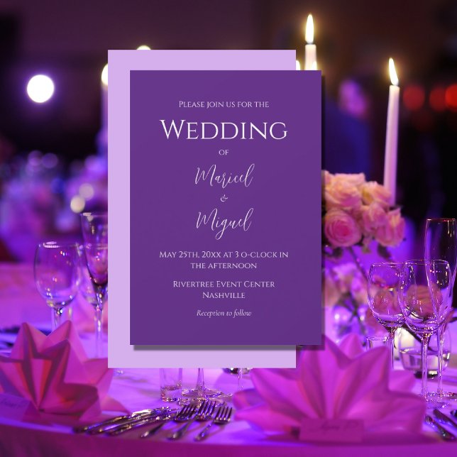Purple Modern Elegant Minimalist Wedding Invitation (Creator Uploaded)