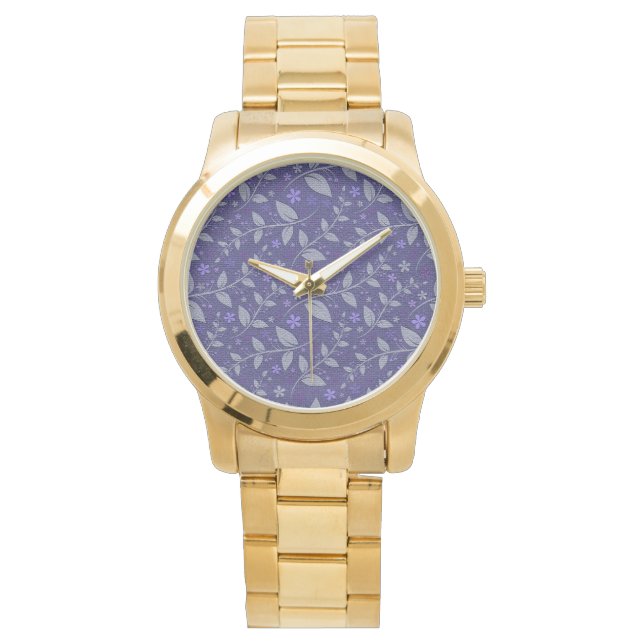 Purple Modern Elegant Popular Floral Watch (Front)