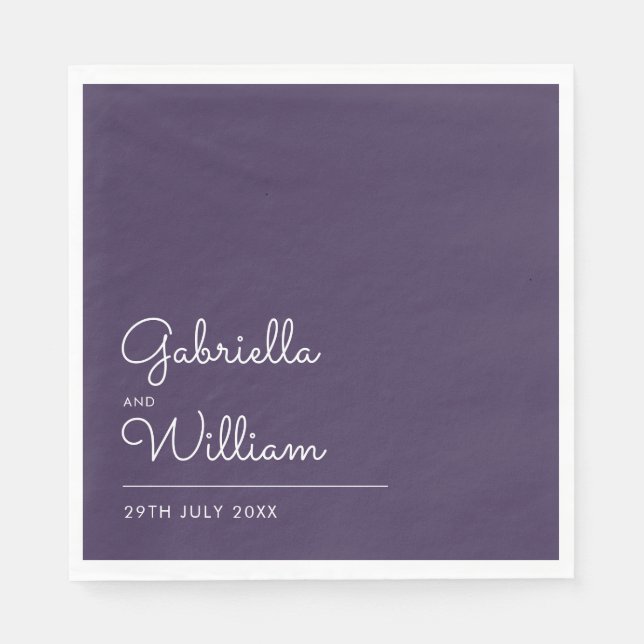 Purple Modern Elegant Script Minimalist Napkin (Front)