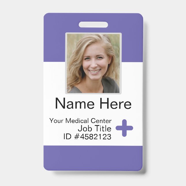 Purple Modern Employee Badge Template Nurse ID  (Front)
