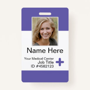 Purple Modern Employee Badge Template Nurse ID ID Badge
