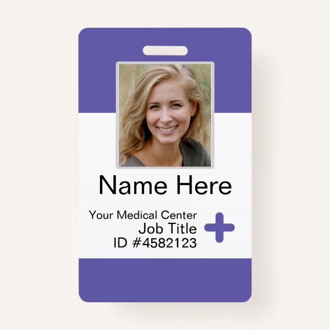 Purple Modern Employee Badge Template Nurse ID  ID Badge (Front)