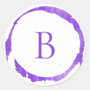 Purple Modern Foil Glitter Sparkle Monogram Classic Round Sticker