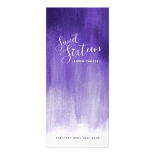 Purple modern graded art sweet 16 menu rack pack