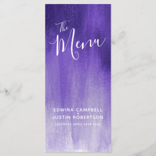 Purple modern graded art wedding menu rack pack