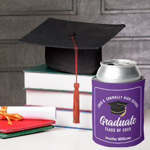 Purple Modern Graduate Custom Graduation Party Can Cooler