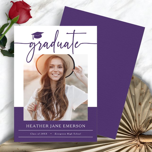 Purple Modern Graduation Announcement (Purple Modern Photo Graduation Announcement by Painted Paperie
)