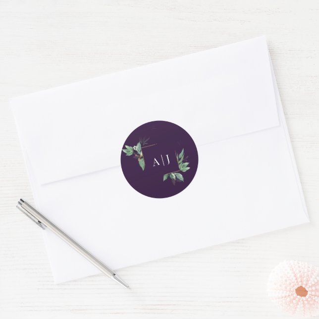 Purple Modern Greenery Wedding Envelope Seal (Envelope)