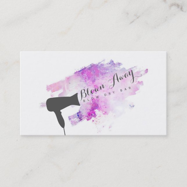 purple modern hairstylist grunge chic blow dry bar business card (Front)