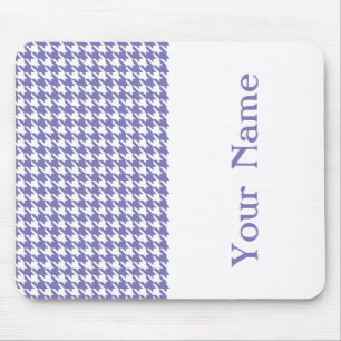 Purple Modern Houndstooth with name Mouse Pad