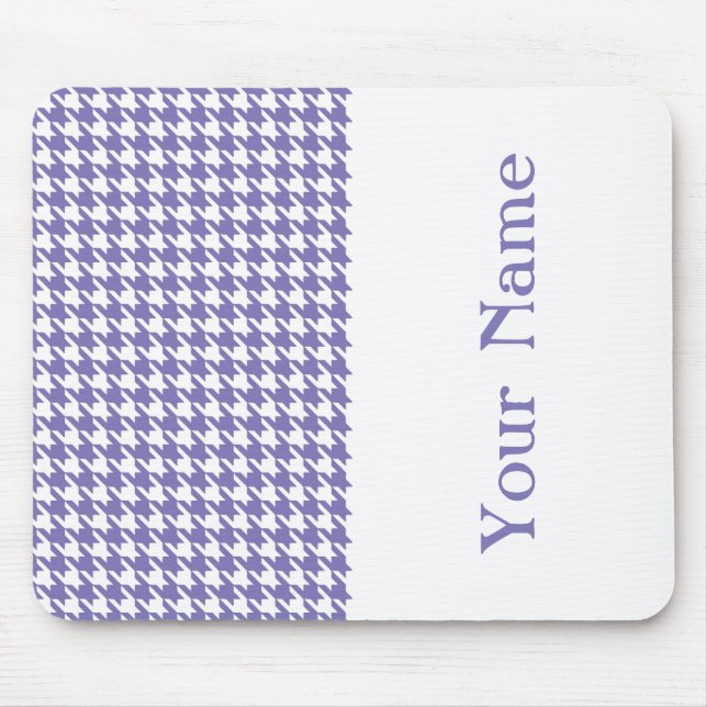 Purple Modern Houndstooth with name Mouse Pad (Front)