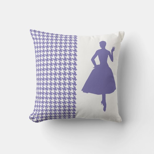 Purple Modern Houndstooth with Silhouette Cushion (Front)