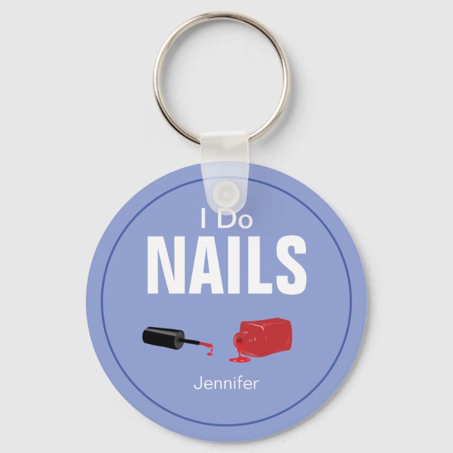 Purple Modern I Do Nails Nail Technician  Key Ring (Front)