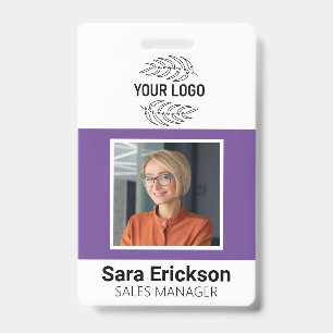 Purple Modern ID Card Business Employee Badge