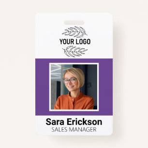 Purple Modern ID Card Business Employee ID Badge